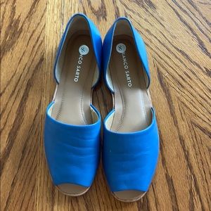 Franco Sarto Leather Peep Toe Flats